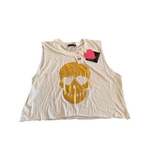 Wildfox White & Gold Skull Tank NWT - Medium